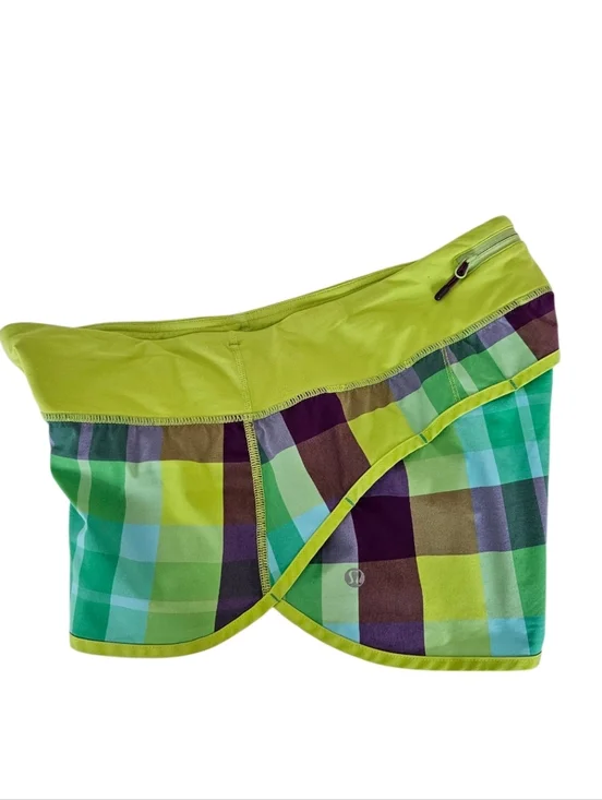 Lululemon athletica Speed Up  Lime Plaid Active Shorts - Picture 6 of 9